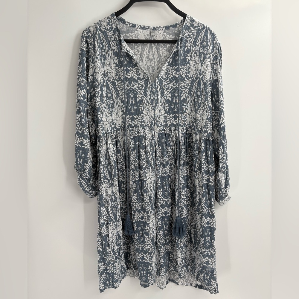 Made in India Y2K bohemian boho blue floral prairie coquette long sleeve medium